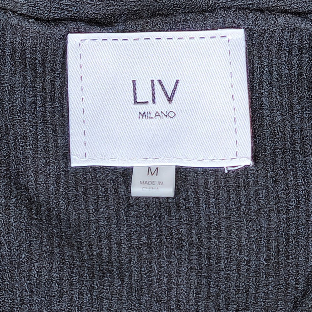 LIV Milano Embellished Diamond Cardigan Sweater Black Button-Down Ribbed Knit - Picture 6 of 9